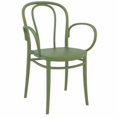 FINE-LINE Victor Resin Outdoor Arm Chair, Olive Green - Extra Large FI3437481